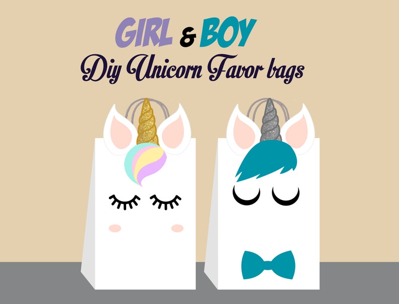 unicorn diy favor bag template unicorn party bags