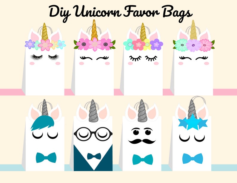 unicorn diy favor bag template unicorn party bags