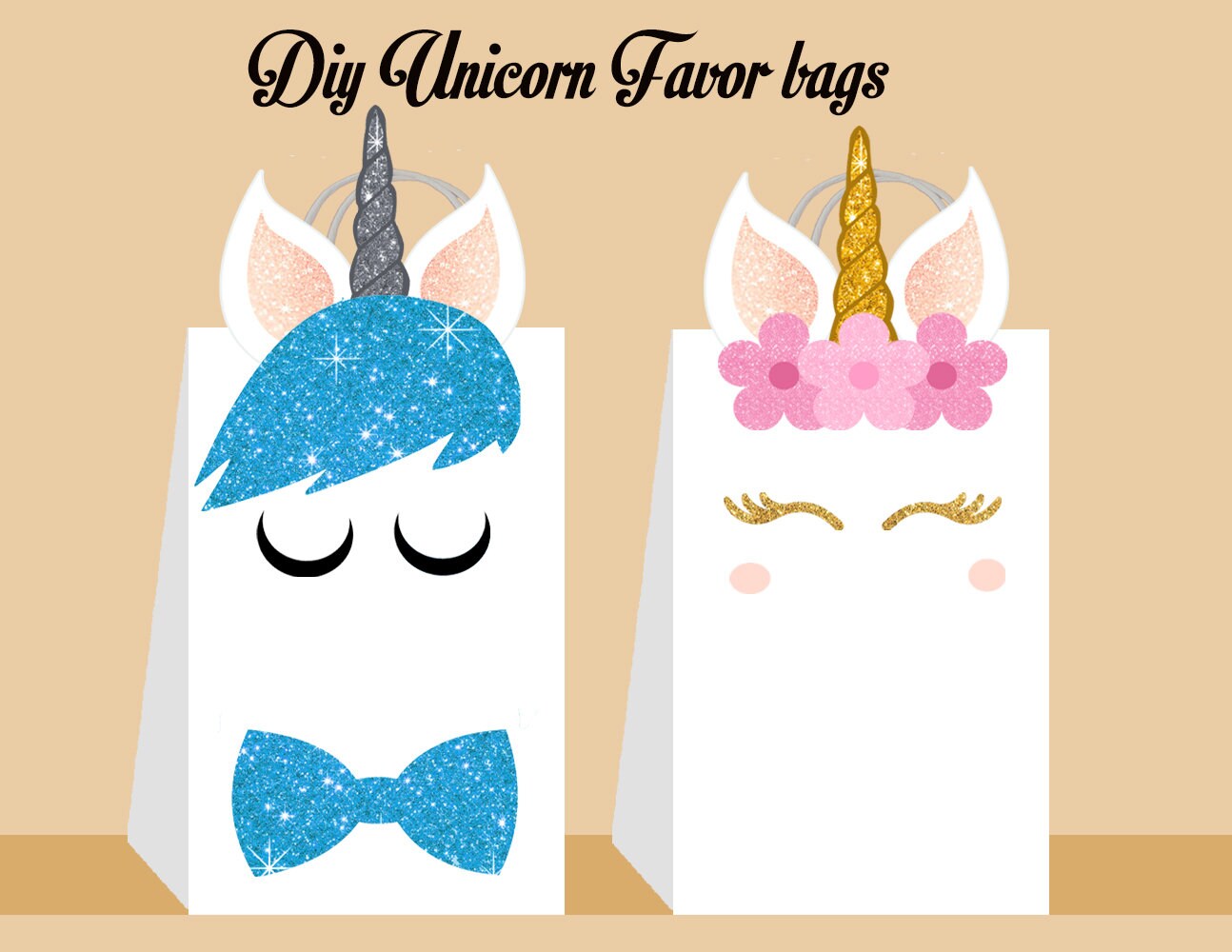 unicorn diy favor bag template unicorn party bags