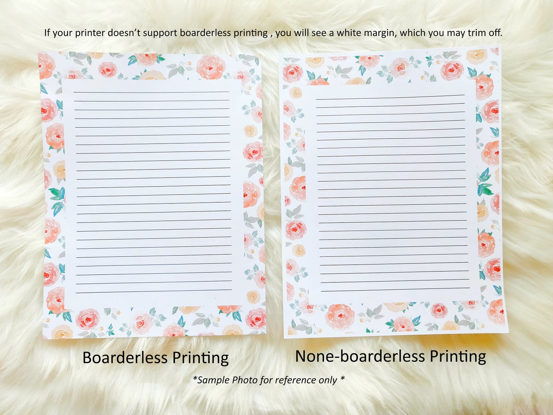 watercolor peony print lined writing paper 85 x 11 us etsy
