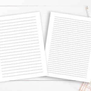 Set di 2 - Carta da lettere a righe semplici larga e stretta, 8,5 x 11 pollici, Lettera USA, carta di giornale per quaderni a righe stampabile in bianco e nero