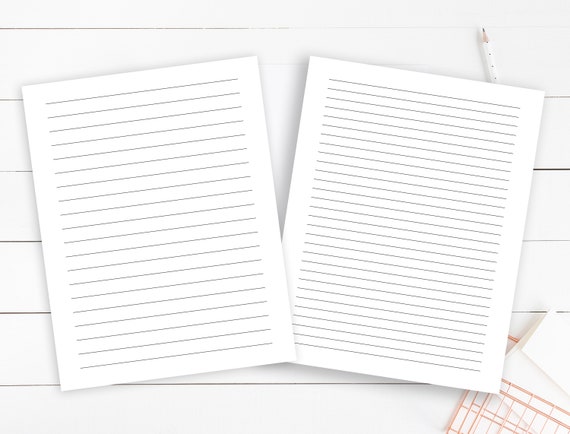 set of 2 wide and narrow plain lined letter writing paper etsy ireland