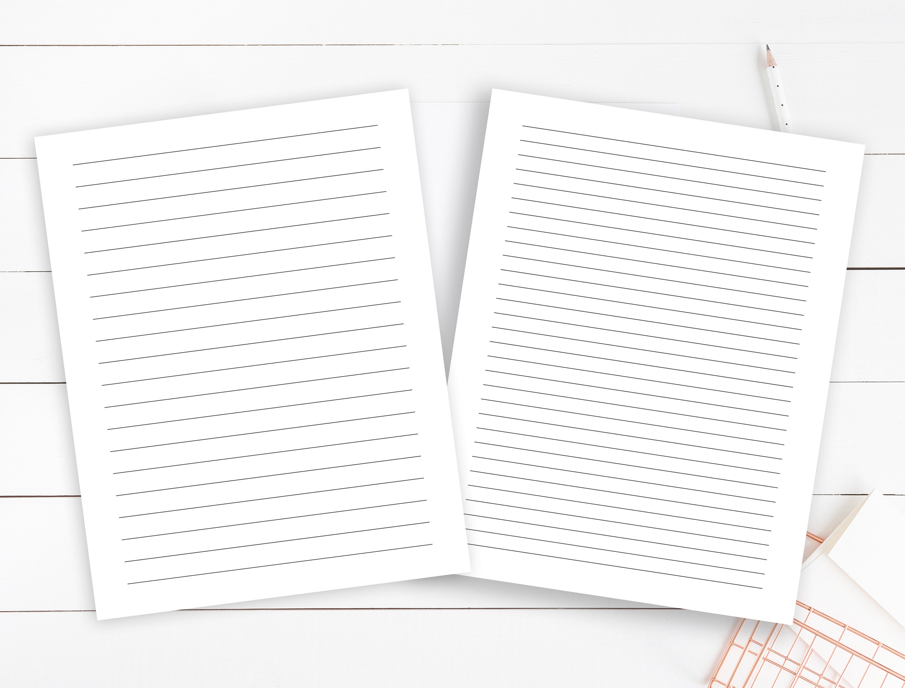 set of 2 wide and narrow plain lined letter writing paper etsy