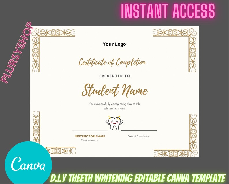 tooth-whitening-editable-certificate-canva-diy-teeth-etsy