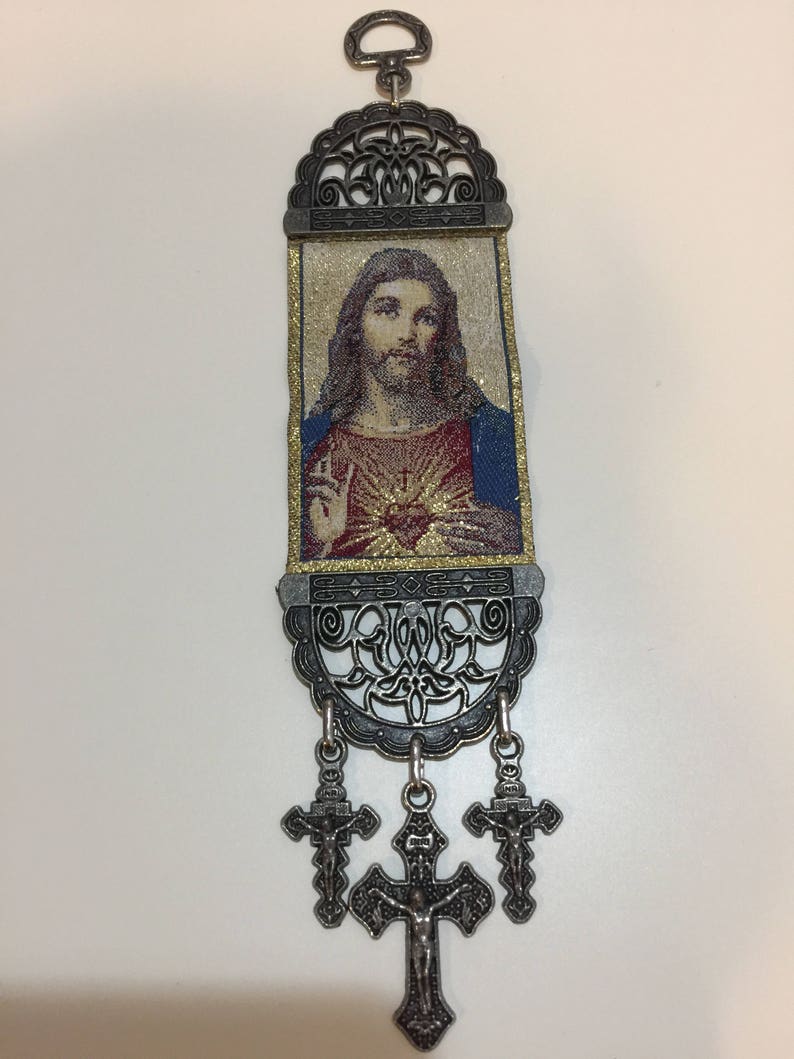 Small Woven Wall Hanging Religious Tapestry Jesus Catholic Etsy