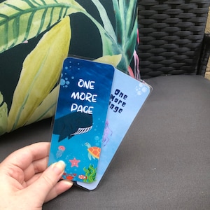 One More Page Bookmark | Whale Bookmark | Jellyfish Bookmark | Sea Life | Aquatic Marine Life | Book Accessories | Gifts for Readers