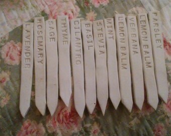 Rustic clay herb stakes