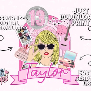 Taylor Swift inspiriert druckbare personalisierte Kuchen Topper - Geburtstag Ära Party Kuchen Mittelstück digitaler Download Swiftie Mädchen Party Disco
