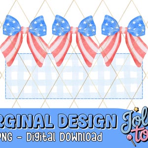 Kokarda patriotyczna USA: czerwono-biało-niebieska kratka Gingham, spersonalizowana ramka z imieniem (do pobrania w wersji cyfrowej)