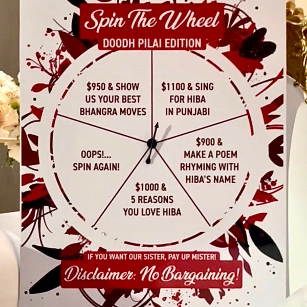 Wedding Spin the Wheel Etsy