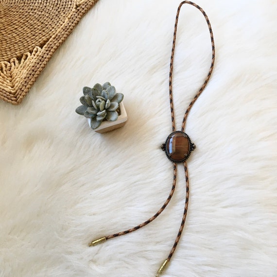 Handmade Gifts for Her Western Boot Embossed Leather Bolo Necklace