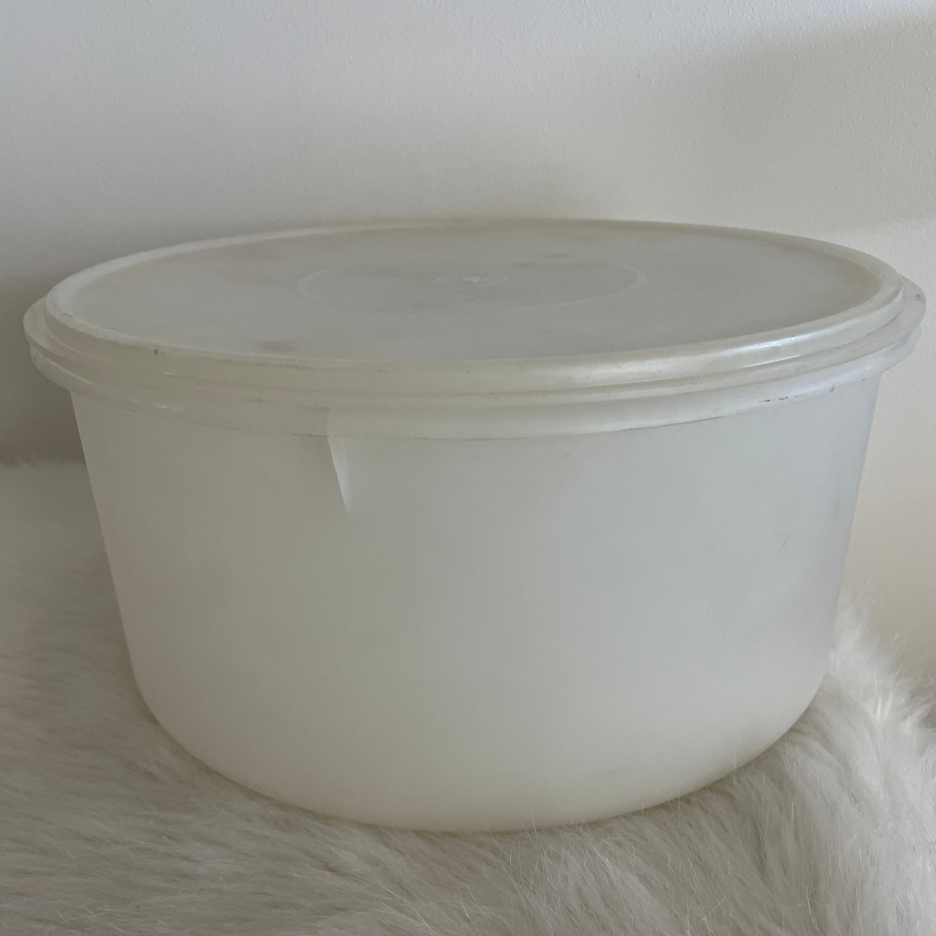 Vintage Tupperware Large Round Container & Lid. White. Cake Taker 