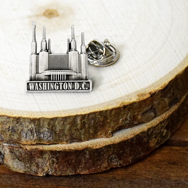 Washington DC Temple pin lapel pin in Silver or gold antique finish