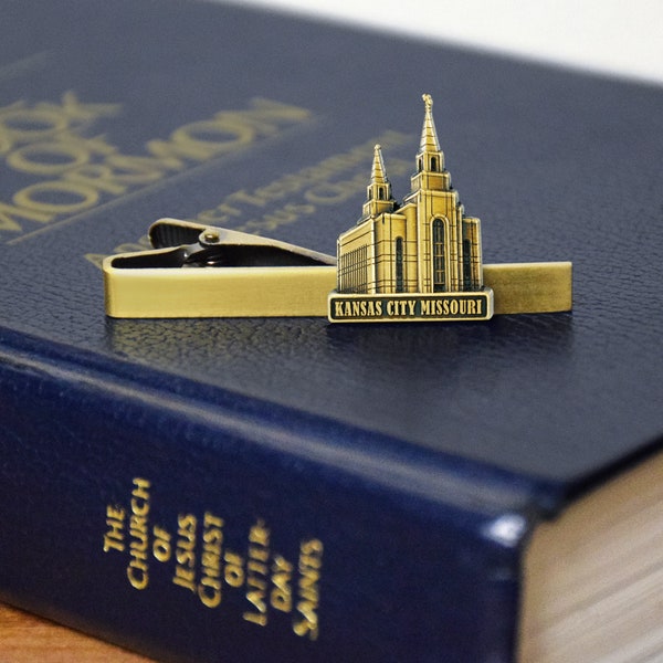 Kansas City Missouri Temple Tie Bar Silver or Gold Finish mission missionary gift temple wedding sealing endowment groomsmen gifts