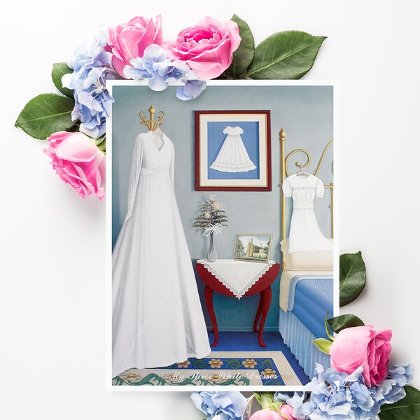 My Three White Dresses 5x7" Print with Poem