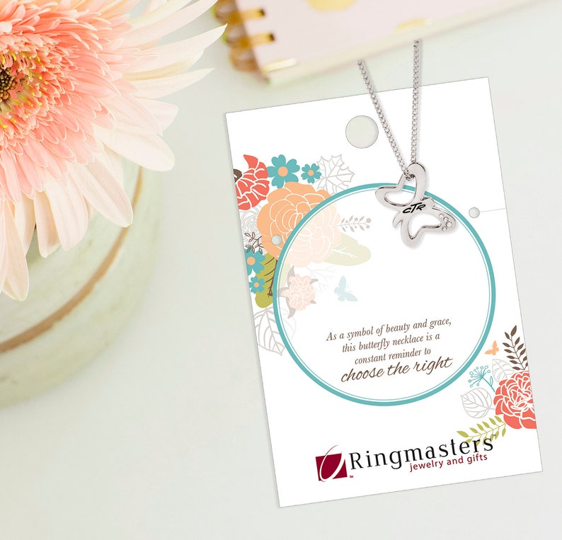 CTR Dainty Butterfly Necklace perfect for baptism or young women the church of Jesus christ of latter day saints