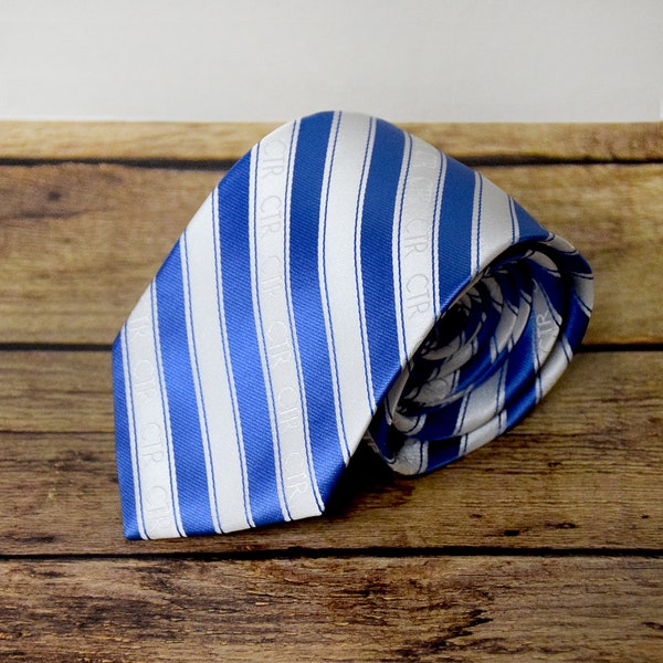 CTR Blue and White Stripe Necktie - Multiple sizes - father son tie -  groomsmen temple wedding endowment missionary wedding gift