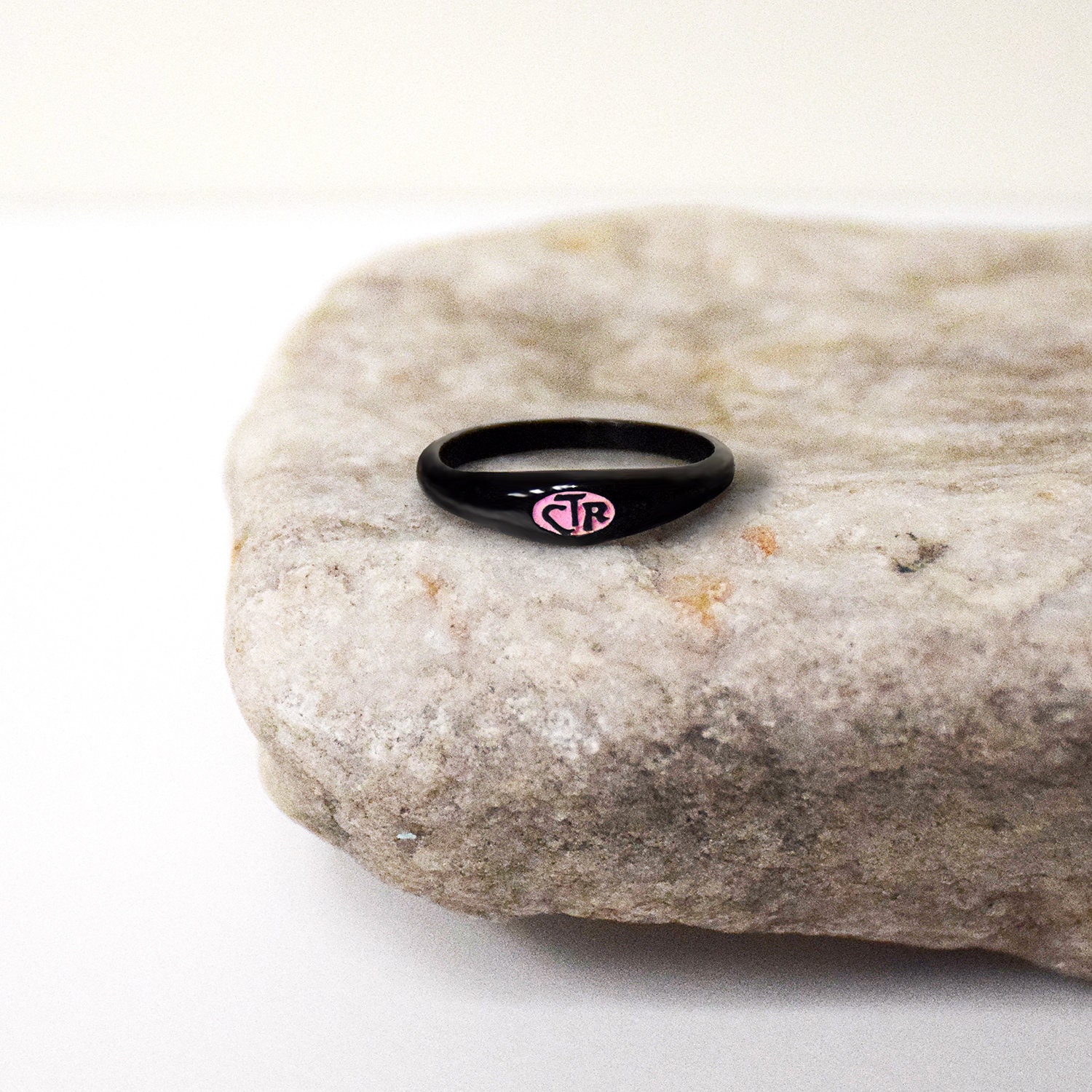 Dainty black and pink CTR ring small CTR Micro Mini choose the | Etsy