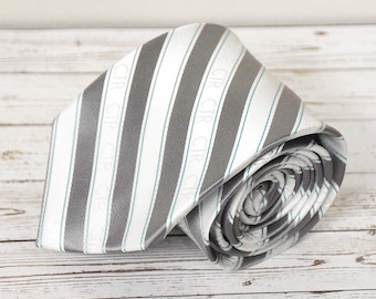 CTR Silver and White Stripe Necktie - Multiple sizes - father son tie -  groomsmen temple wedding endowment missionary wedding gift