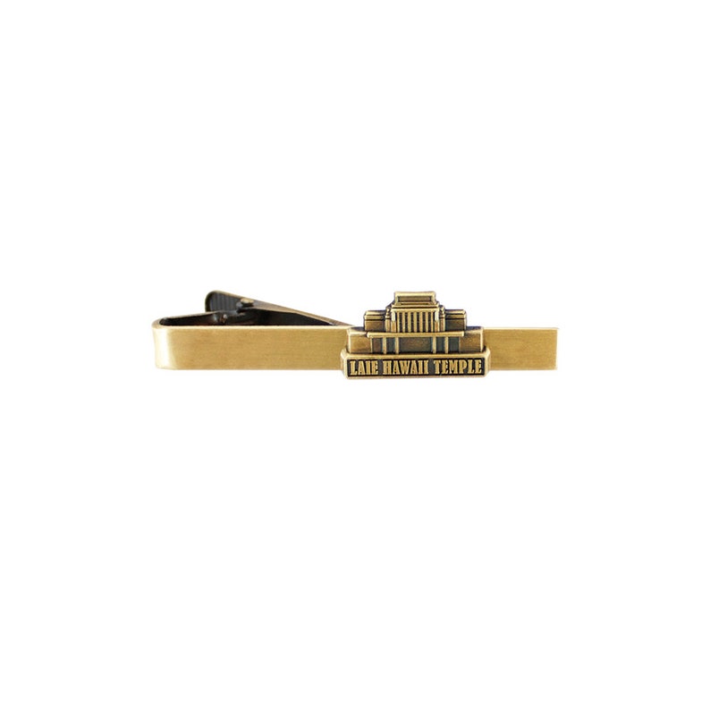 Laie Hawaii Temple Tie Bar Silver or Gold Finish