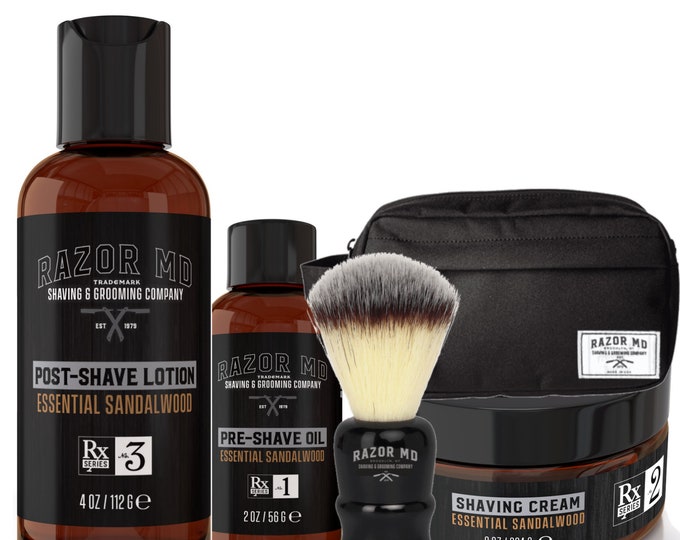 Premium Natural Men's Shaving Gift Set - 5 piece - 13oz