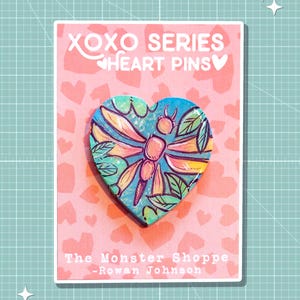 Dragon Fly Heart Shaped Wooden Pin - XOXO series