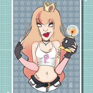 punk Princess Mario Art Print