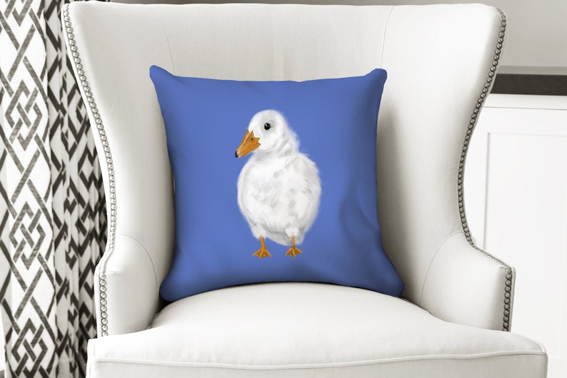 Cute Fluffy White Duck Print Pillow Cute Fluffy White Duck Print Pillow