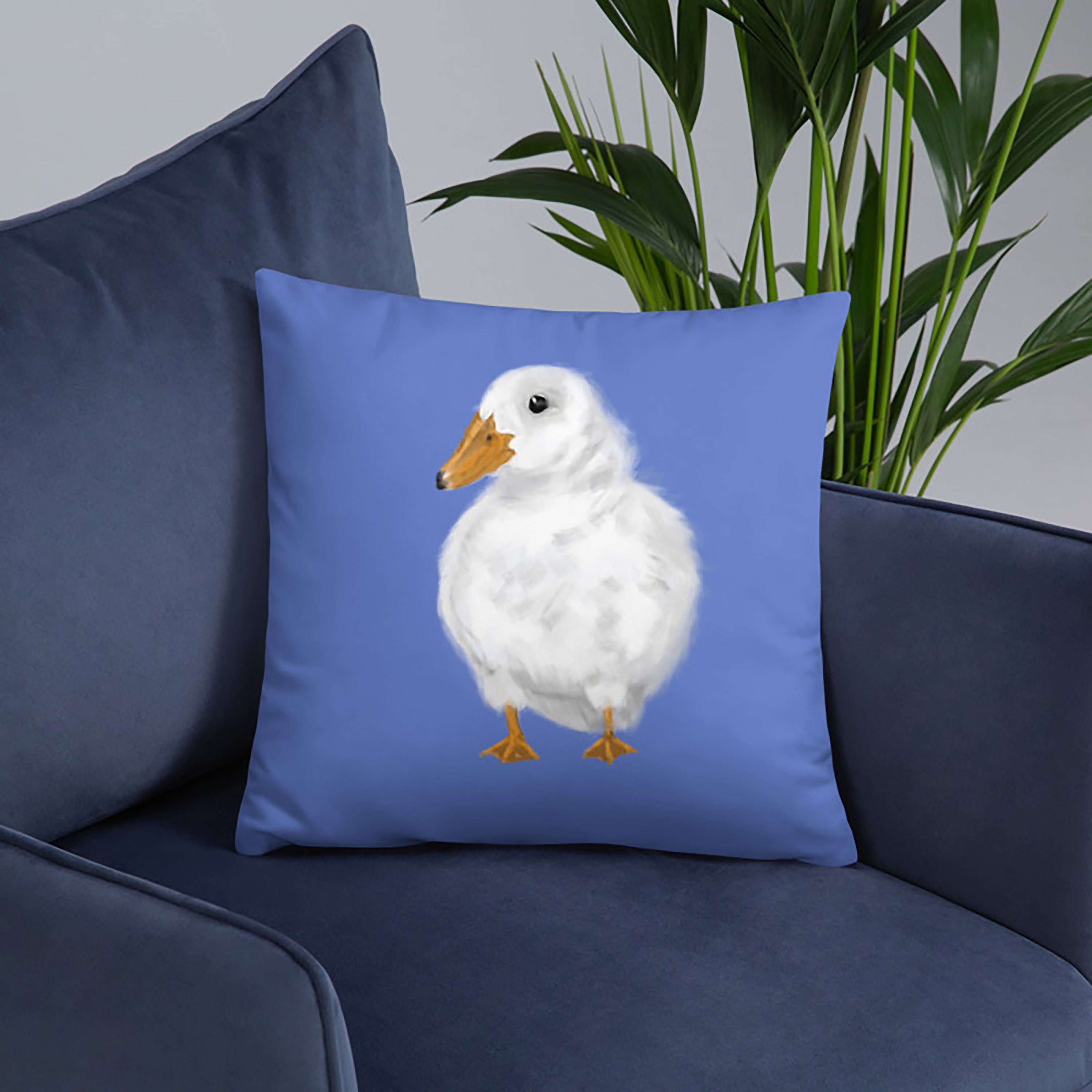 Cute Fluffy White Duck Print Pillow Cute Fluffy White Duck Print Pillow