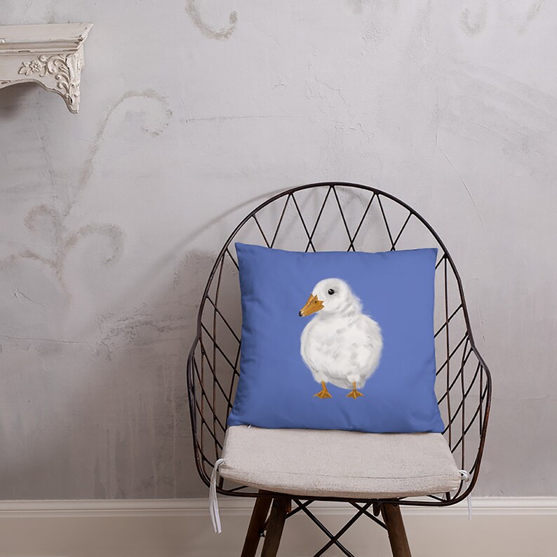 Cute Fluffy White Duck Print Pillow Cute Fluffy White Duck Print Pillow
