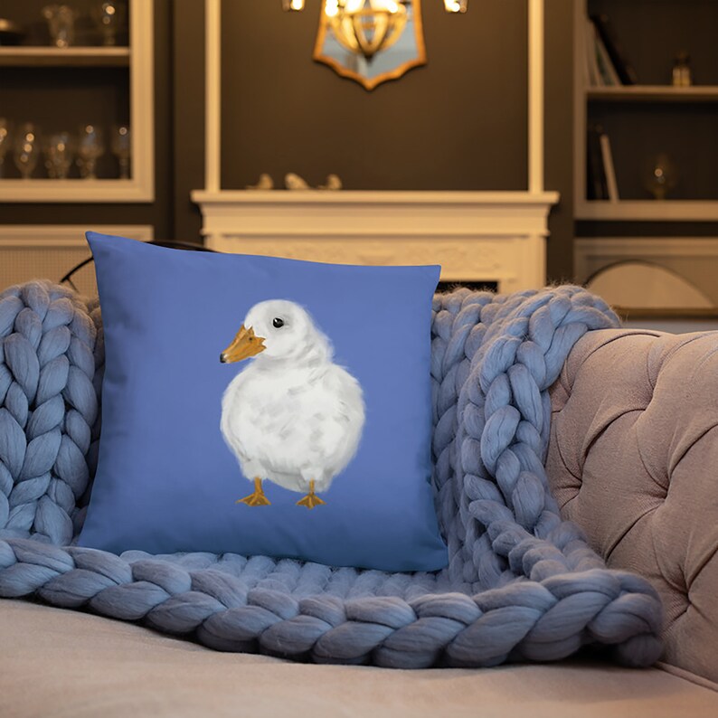 Cute Fluffy White Duck Print Pillow Cute Fluffy White Duck Print Pillow