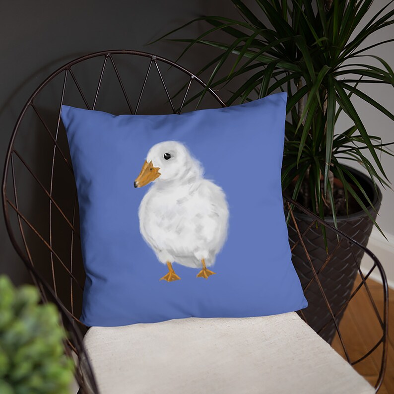 Cute Fluffy White Duck Print Pillow Cute Fluffy White Duck Print Pillow