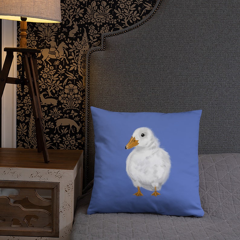 Cute Fluffy White Duck Print Pillow Cute Fluffy White Duck Print Pillow