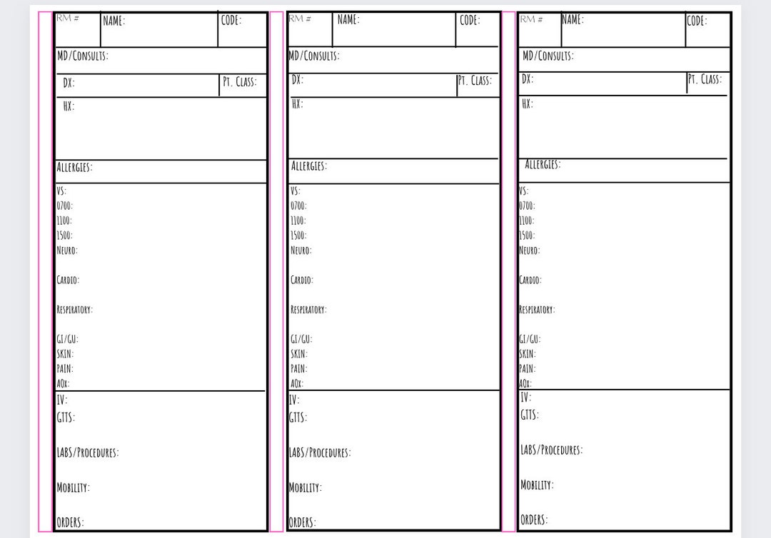 Nursing Note, Nursing Brain, Nurse Chart Etsy