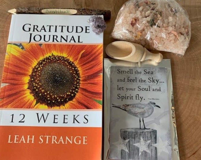 Gratitude Gift Bag, stress relief, journal, bath salts