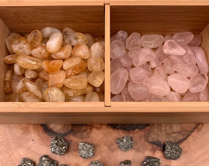 Positive Energy Flow Crystal Kit, Pyrite, Aventurine, Rose Quartz, Clear Quartz, Citrine