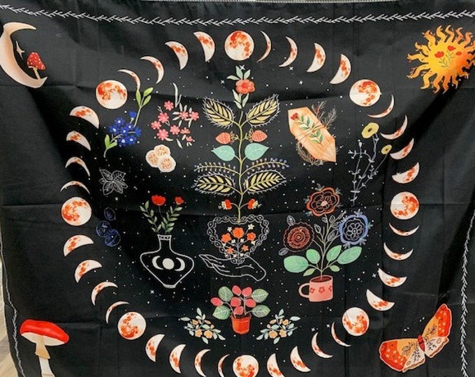 Moon and Herbs, tapestry, cloth 38"x 29", rayon