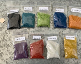 Färgad sand i lösvikt, sand, magi, trollformler, bröllop