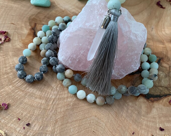 Mala, Amazonite, howlite, prayer beads for meditation