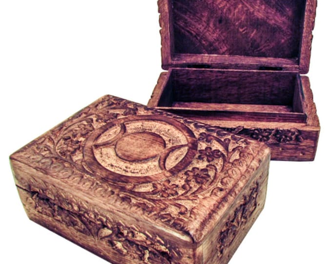 Carved Wooden Box, 4" x6",