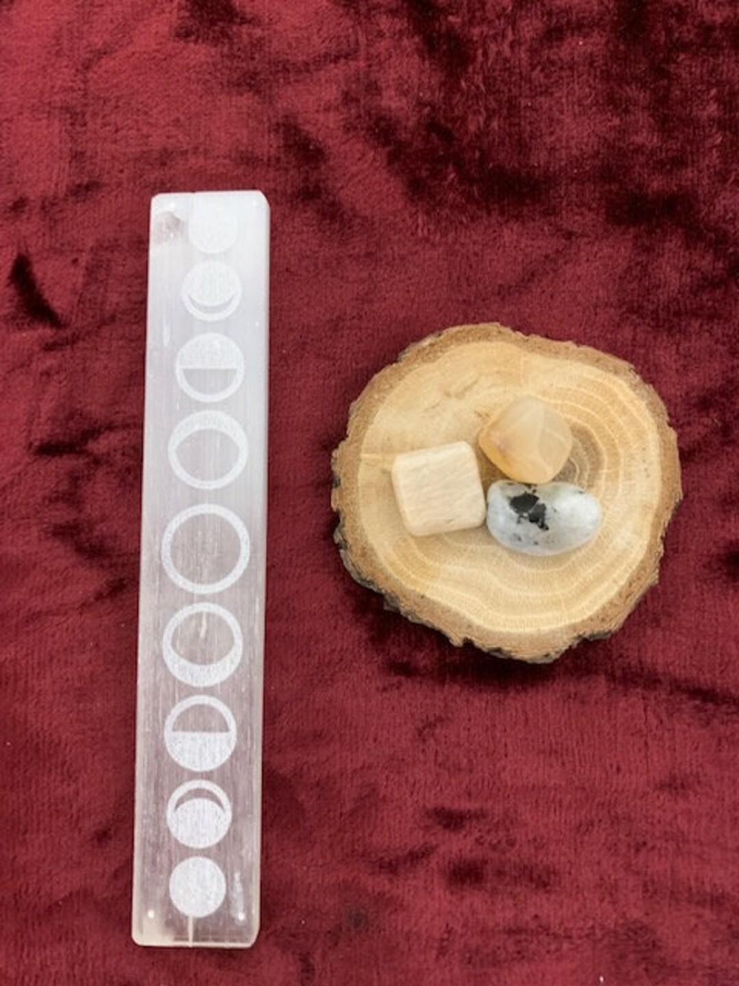 Moon Chart Ruler Selenite Ruler With Moon Phases Engraved, Charging Plate - Etsy