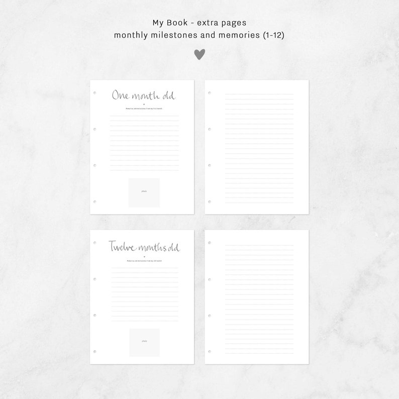 Baby Book EXTRA PAGES Template Printable, Baby Memory Book Print, Baby