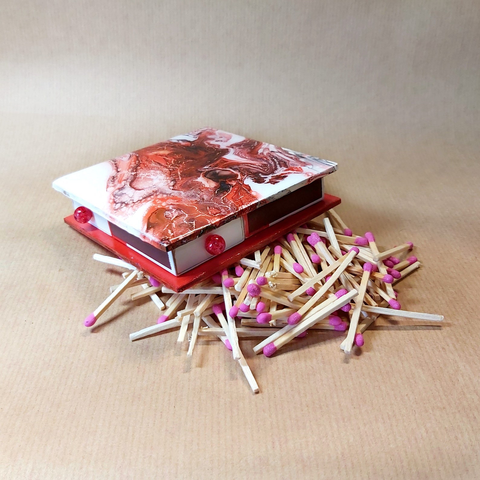 Decorative Matchbox resin art with 4 small matchboxes with Etsy