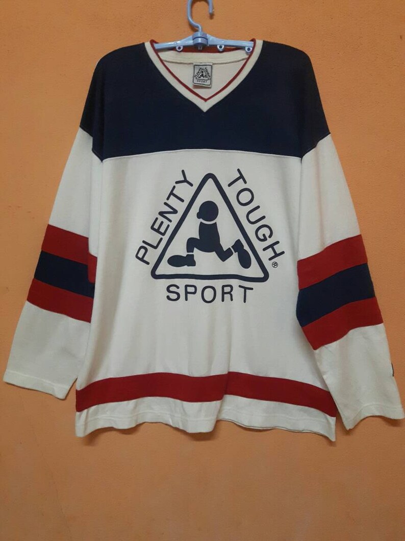 Vintage Plenty Tough Sport Long Sleeve Shirt Spell Out Big Logo L size..