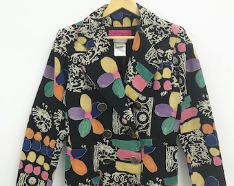 RARE!! FREE SHIPPING!! Vintage Christian Lacroix Floral design blazer..France Luxury Brand..Size 36..Made in France.