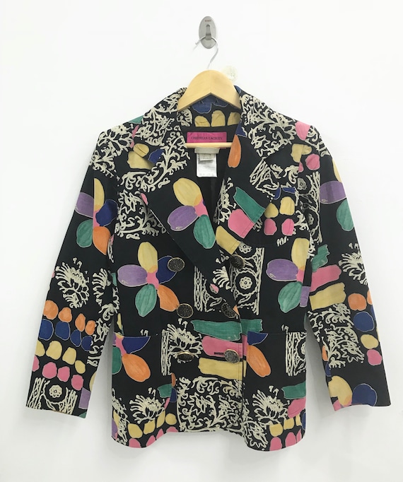 Christian Lacroix, RARE!! FREE SHIPPING!! Vintage Christian Lacroix Floral design blazer..France Luxury Brand..Size 36..Made in France.
