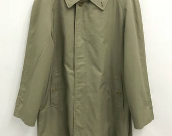 48R Large 1980s Burberry's Tan Trench Coat Button Front Long 48R Large 1980s Burberry's Tan Trench Coat Button Front Long