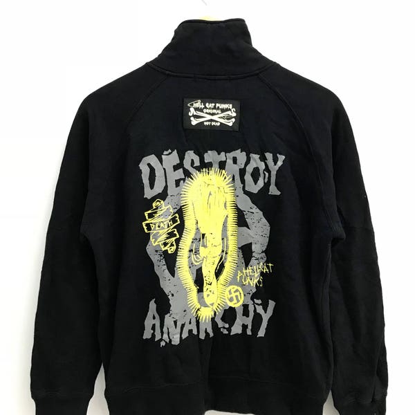 Vintage Hell Cat Punks sweater jacket...Destroy Anarchy Seditionaries Design..Size M