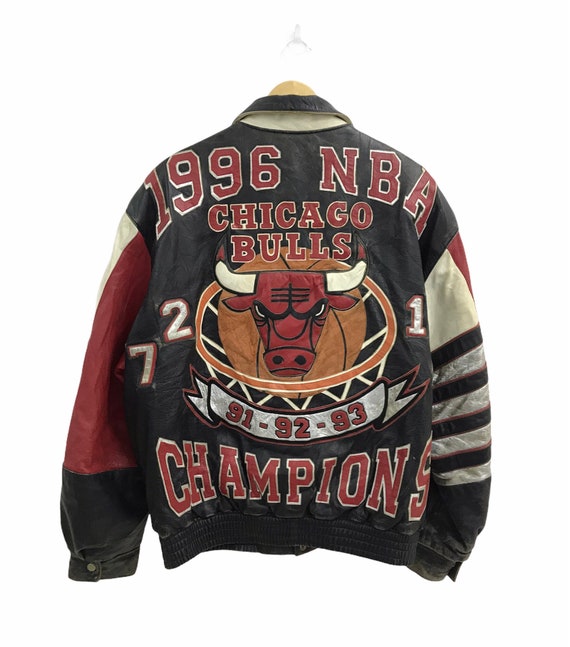 oneerlijk Tante tekort Vintage 1996 Chicago Bulls NBA Champions Leren Jas.. Maat L.. - Etsy België