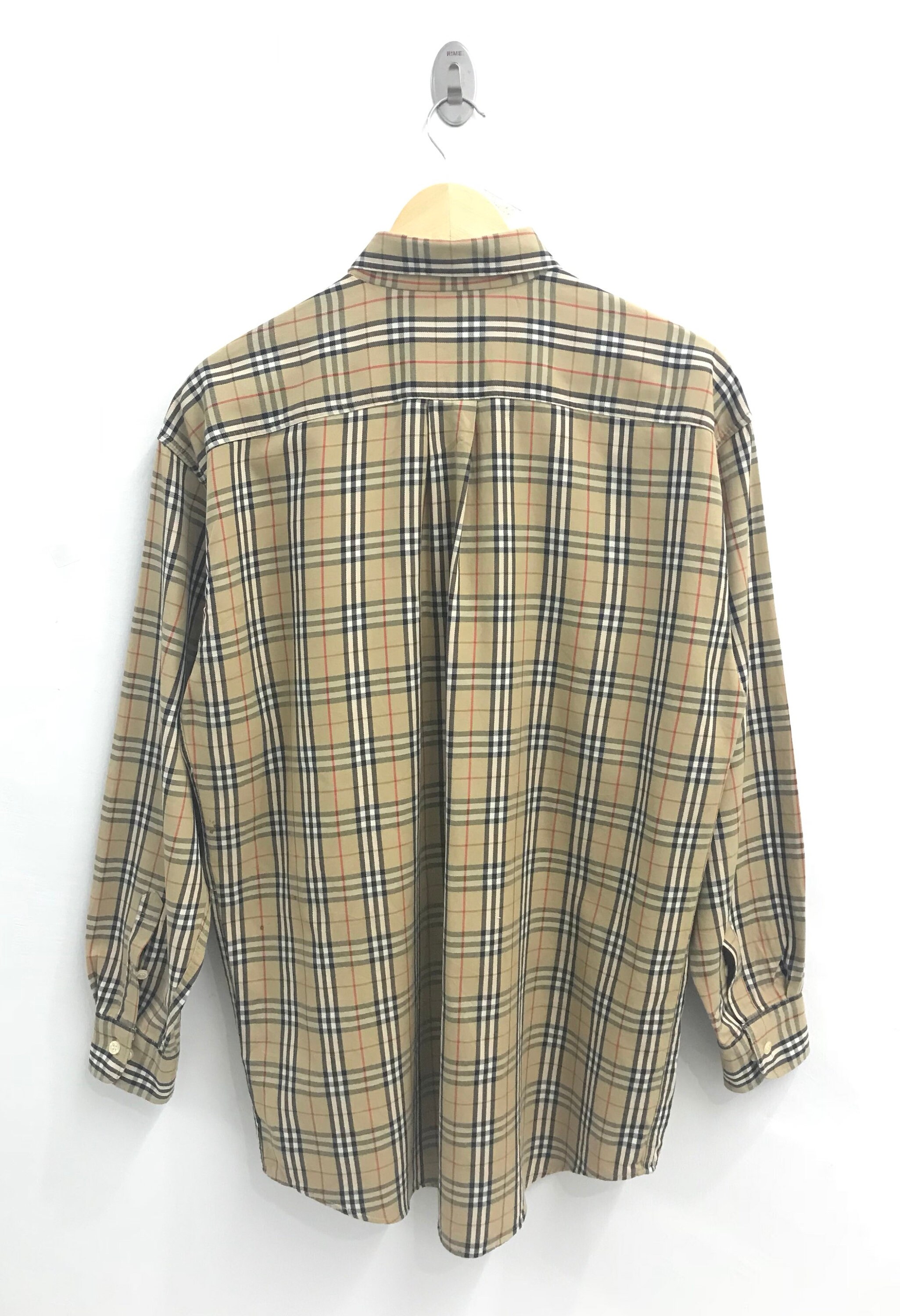 Vintage Burberrys Nova Check Button Ups Shirt..size L..made in 